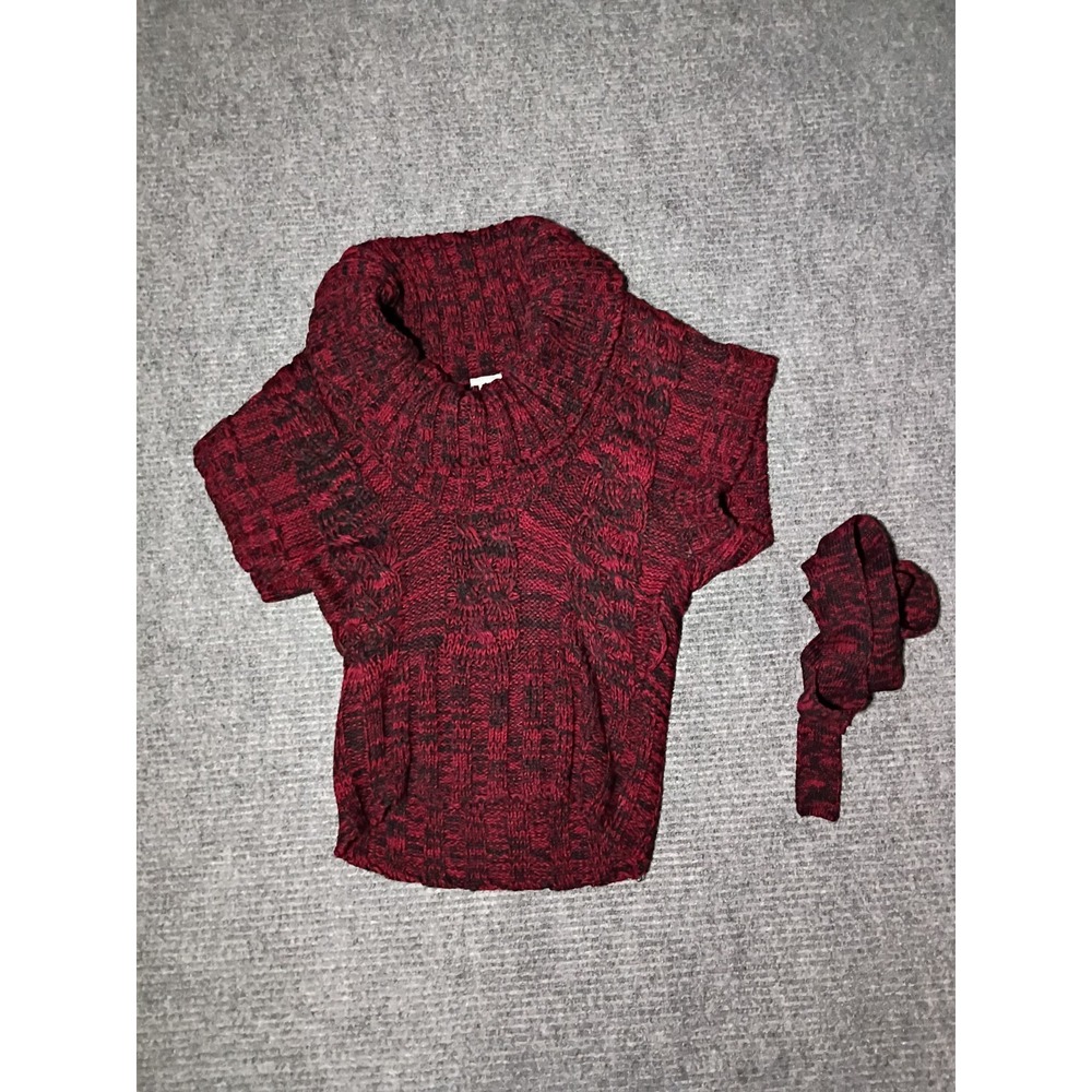 Charlotte Russe Y2K Women's Burgundy And Black Cowl Neck Sweater Size Small